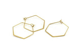 Brass Earring Wire, 24 Raw Brass Hexagon Earring Wires (25x32mm) D1717