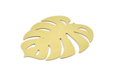 Brass Monstera Charm, 2 Raw Brass Monstera Leaf Charms With 1 Loop, Findings (75x67x0.30mm) D1696