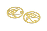 Brass Eye Charm, 4 Raw Brass Eye Charms With 1 Hole, Findings (40x0.30mm) D1674