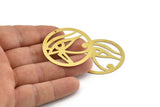 Brass Eye Charm, 4 Raw Brass Eye Charms With 1 Hole, Findings (40x0.30mm) D1674