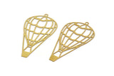 Brass Air Balloon Charm, 10 Raw Brass Air Balloon Charms With 1 Loop, Findings (52x27x0.30mm) D1685