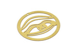 Brass Eye Charm, 6 Raw Brass Eye Charms With 1 Hole, Findings (40x0.30mm) D1676