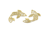 Brass Fish Charm, 24 Raw Brass Fish Charms With 1 Loop, Findings (27x18x0.40mm) D1678