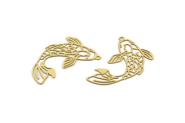 Brass Fish Charm, 24 Raw Brass Fish Charms With 1 Loop, Findings (27x18x0.40mm) D1678