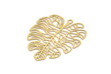 Brass Leaf Charm, 10 Raw Brass Leaf Charms, With 1 Loop And 1 Hole, Findings (35x29x0.40mm) D1671
