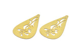 Brass Drop Charm, 10 Raw Brass Drop Charms With 1 Hole, Findings (44x27x0.30mm) D1697