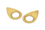 Brass Drop Charm, 10 Raw Brass Drop Charms With 1 Hole, Findings (43x27x0.30mm) D1705