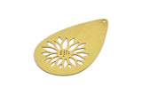Brass Drop Charm, 10 Raw Brass Drop Charms With 1 Hole, Findings (43x27x0.30mm) D1698
