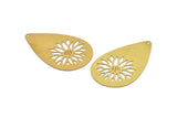 Brass Drop Charm, 10 Raw Brass Drop Charms With 1 Hole, Findings (43x27x0.30mm) D1698