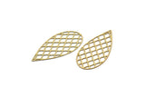 Brass Drop Charm, 6 Raw Brass Drop Charms, Findings (27x13x0.30mm) F121