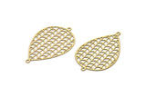 Brass Drop Charm, 12 Raw Brass Drop Connectors With 2 Loops, Findings (31x20x0.30mm) F120