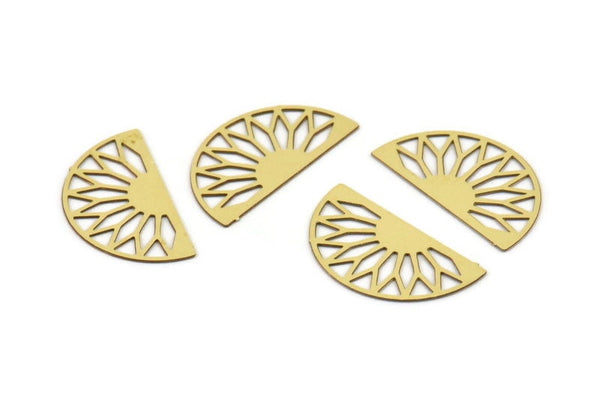 Brass Semi Circle, 24 Raw Brass Semi Circle Charms, Earrings, Findings (19x10x0.30mm) F116