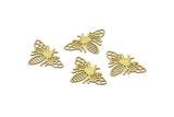 Brass Bee Charm, 24 Raw Brass Bee Charms, Findings (18x13x0.30mm) F102
