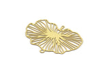 Brass Leaf Charm, 10 Raw Brass Leaf Charms, With 2 Loops, Findings (40x28x0.30mm) F117