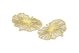 Brass Leaf Charm, 10 Raw Brass Leaf Charms, With 2 Loops, Findings (40x28x0.30mm) F117