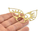 Brass Drop Charm, 10 Raw Brass Sun Charms With 1 Loop, Findings (47x30x0.30mm) D1688