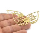 Brass Drop Charm, 10 Raw Brass Flower Charms With 1 Loop, Findings (47x30x0.30mm) D1675