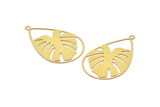 Brass Drop Charm, 10 Raw Brass Monstera Charms With 1 Loop, Findings (47x30x0.30mm) D1683