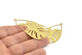 Brass Drop Charm, 10 Raw Brass Monstera Charms With 1 Loop, Findings (47x30x0.30mm) D1683