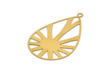 Brass Drop Charm, 10 Raw Brass Drop Shaped Charms With 1 Loop, Findings (47x30x0.30mm) D1684