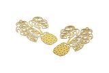 Brass Flower Charm, 10 Raw Brass Flower Charms With 1 Loop, Findings (52x33x0.30mm) D1677