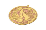 Brass Fish Charm, 4 Raw Brass Fish Charms With 1 Loop, Findings (50x0.30mm) D1680