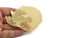 Brass Fox Charm, 4 Raw Brass Fox Charms With 1 Loop, Findings (62x82x0.30mm) D1681