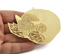Brass Fox Charm, 4 Raw Brass Fox Charms With 1 Loop, Findings (62x82x0.30mm) D1681
