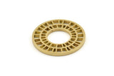 Brass Wheel Charm, 4 Raw Brass Wheel Charms, Findings (30x2mm) D1338