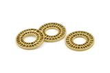 Brass Wheel Charm, 4 Raw Brass Wheel Charms, Findings (30x2mm) D1338