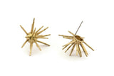 Brass Molecule Earring, 2 Raw Brass Molecule Stud Earrings (27x15mm) N1252