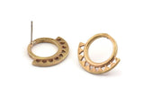 Brass Circle Earring, 2 Raw Brass Circle Stud Earrings (21x18x2mm) N1238
