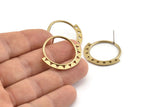Brass Circle Earring, 2 Raw Brass Circle Stud Earrings (30x27x1.5mm) N1254
