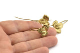 Brass Leaf Earring, 4 Raw Brass Leaf Stud Earrings, Findings (19x16x0.80mm) N1230