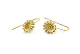 Brass Flower Earring, 4 Raw Brass Flower Stud Earrings, Findings (16x0.70mm) N1199