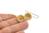 Brass Flower Earring, 4 Raw Brass Flower Stud Earrings, Findings (16x0.70mm) N1199