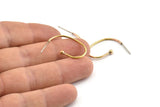 Brass Earring Wires, 4 Raw Brass Earring Studs (26x15x1.2mm) D1637