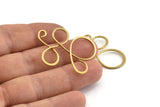 Brass Irregular Charm, 8 Raw Brass Irregular Charms Without Hole, Findings (36x29mm) D1635