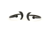 Black Ring Settings, 4 Oxidized Black Brass Moon And Planet Ring With 1 Stone Setting - Pad Size 3mm N1020