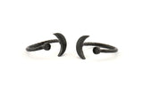 Black Ring Settings, 4 Oxidized Black Brass Moon And Planet Ring With 1 Stone Setting - Pad Size 3mm N1020