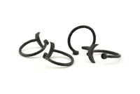 Black Ring Settings, 4 Oxidized Black Brass Moon And Planet Ring With 1 Stone Setting - Pad Size 3mm N1020