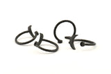 Black Ring Settings, 4 Oxidized Black Brass Moon And Planet Ring With 1 Stone Setting - Pad Size 3mm N1020