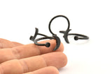 Black Ring Settings, 4 Oxidized Black Brass Moon And Planet Ring With 1 Stone Setting - Pad Size 3mm N1020