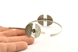 Silver Geometric Cuff,  Antique Silver Plated Brass Geometric Cuff Stone Setting With 1 Pad -  Pad Size 6x4mm R068