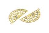 Brass Semi Circle, 12 Raw Brass Half Moon Charms With 1 Loop, Earrings, Findings (37x18x0.40mm) D1420