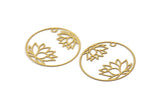 Brass Flower Charm, 12 Raw Brass Lotus Flower Charms With 1 Hole, Findings (27x0.60mm) D1438