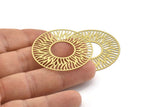 Brass Circle Charm, 6 Raw Brass Circle Charms, Findings (40x0.40mm) D1418