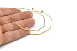 Brass Earring Wire, 24 Raw Brass Octagon Earring Wires (60mm) D1500