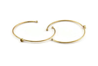 Brass Round Cuff, Raw Brass Bracelet Stone Setting With 1 Pad -  Pad Size 5mm D1652
