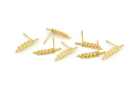 Gold Leaf Earring, 8 Gold Plated Brass Branch Stud Earrings, Findings (20x5x0.80mm) D1154 A1224 Q0976